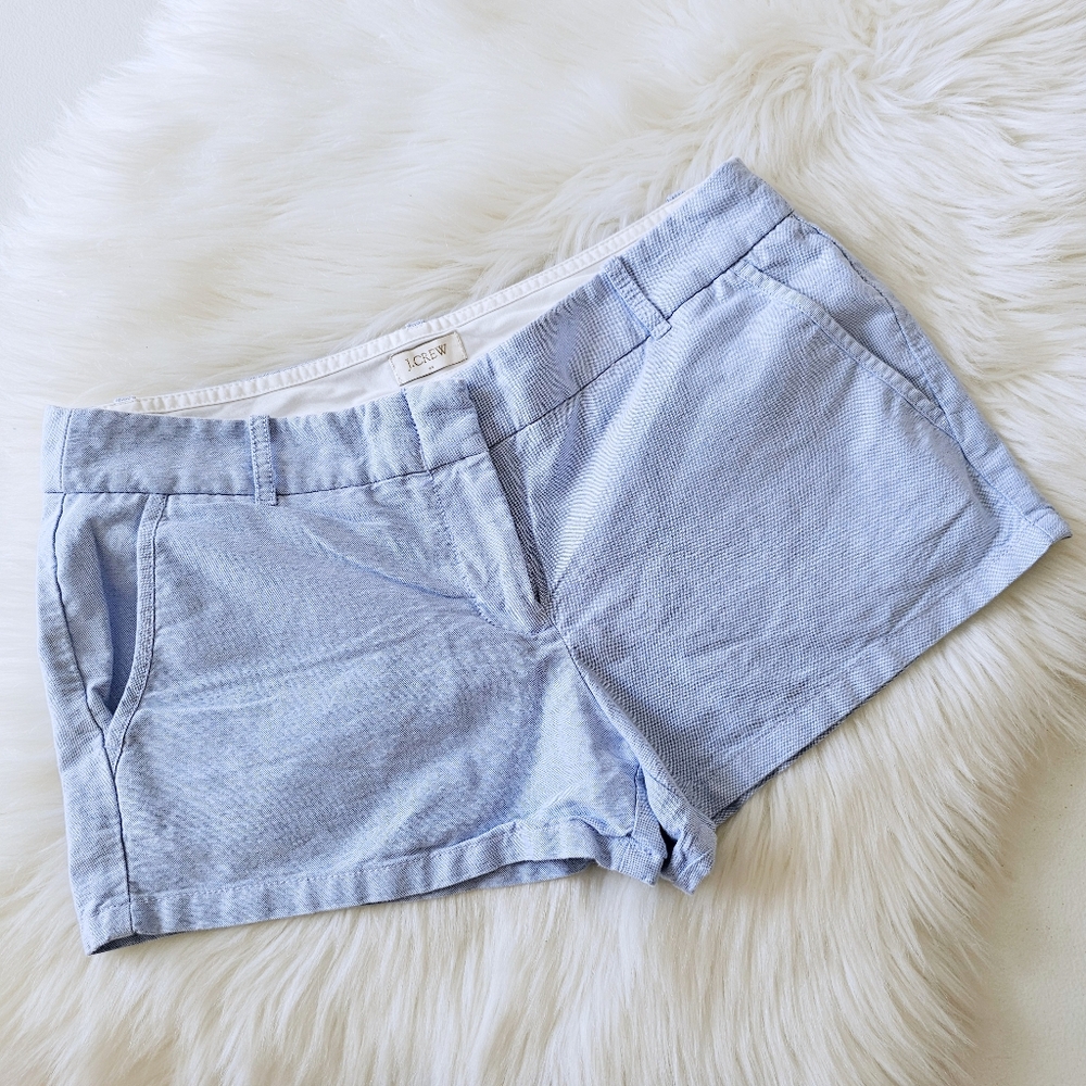 J. Crew Shortie Shorts Light Blue 100% Cotton Slash Pockets Style A4505 Sz 6